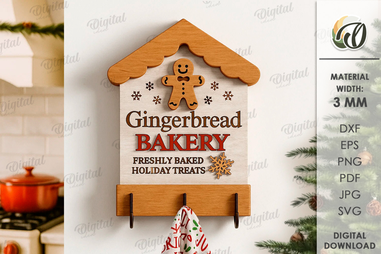 Christmas Towel Holder Laser Cut. Kitchen Decor SVG