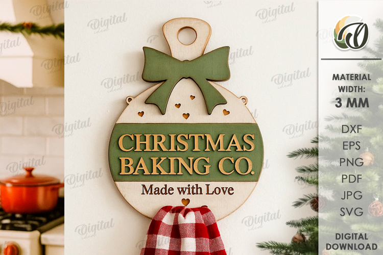 Christmas Towel Holder Laser Cut. Kitchen Decor SVG