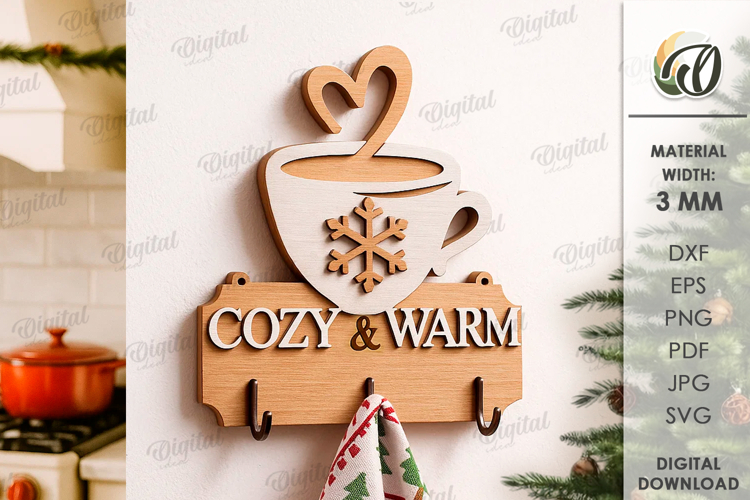Christmas Towel Holder Laser Cut. Kitchen Decor SVG