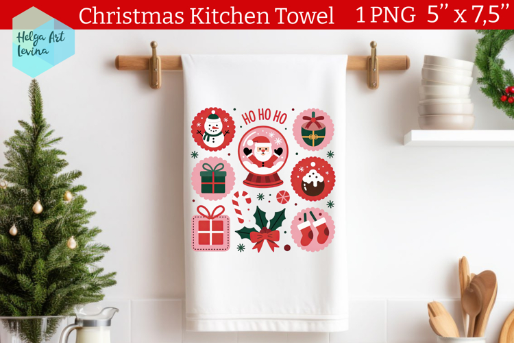 Christmas postage stamp Kitchen Towel Sublimation