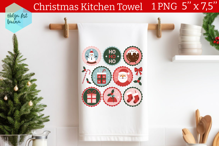 Christmas postage stamp Kitchen Towel Sublimation
