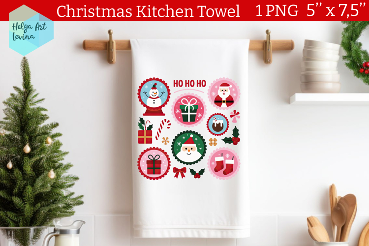 Christmas postage stamp Kitchen Towel Sublimation
