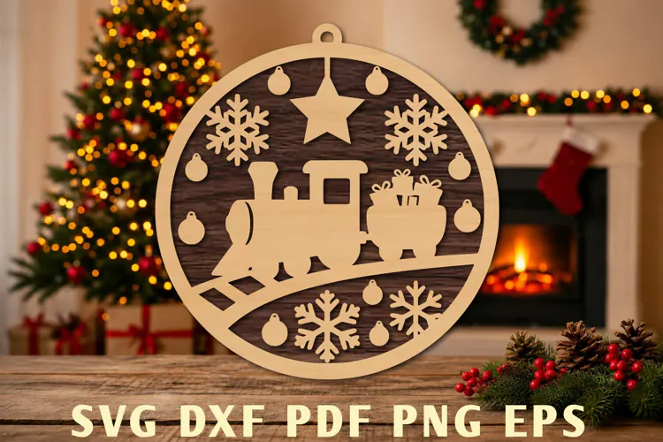 Christmas Train Ornament Laser Cut SVG
