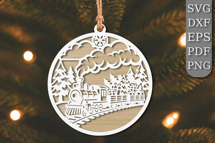 Christmas Train Scene Laser Cut SVG
