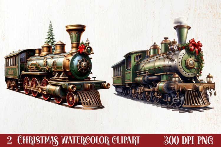Christmas Trains Sublimation Clipart