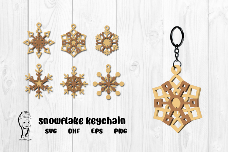 Snowflakes keychain laser cut svg