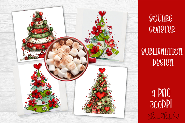 Christmas tree Sublimation Coaster Design