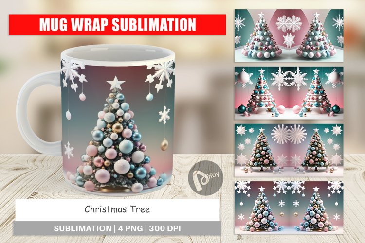 Mug Wrap Design Christmas Tree