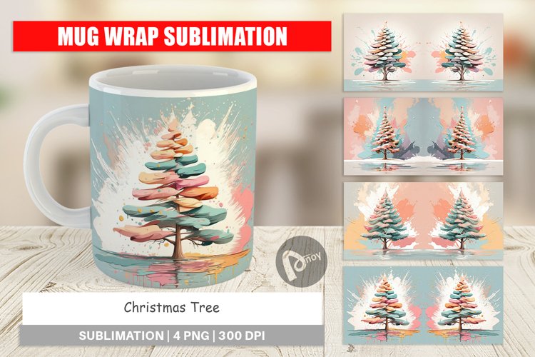 Mug Wrap Design Christmas Tree