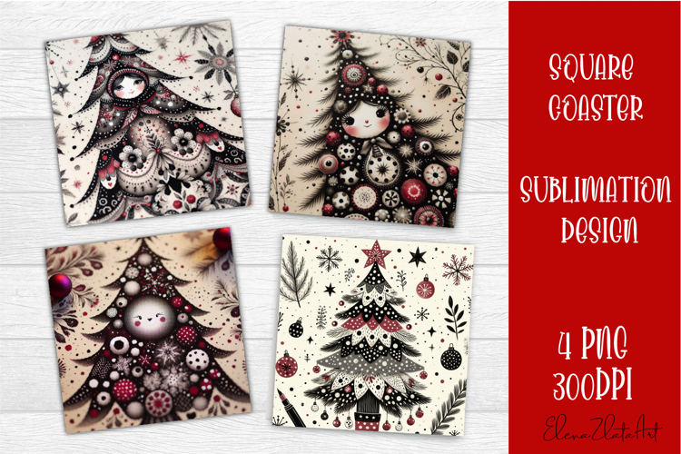 Christmas tree Sublimation Coaster Design