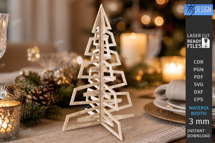 Wooden Christmas Tree Laser Cut | Tabletop Christmas Decor example image 1
