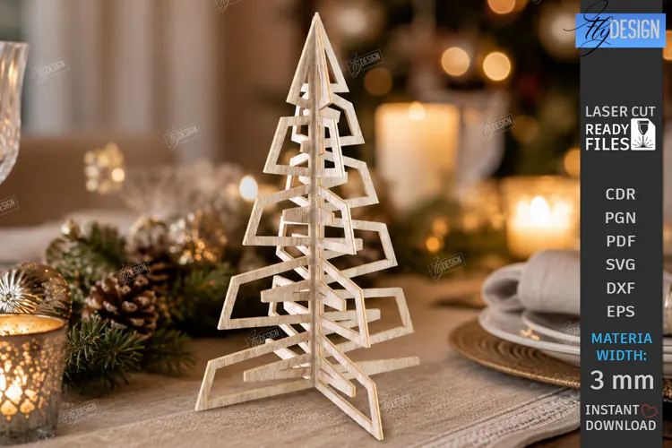 Wooden Christmas Tree Laser Cut | Tabletop Christmas Decor