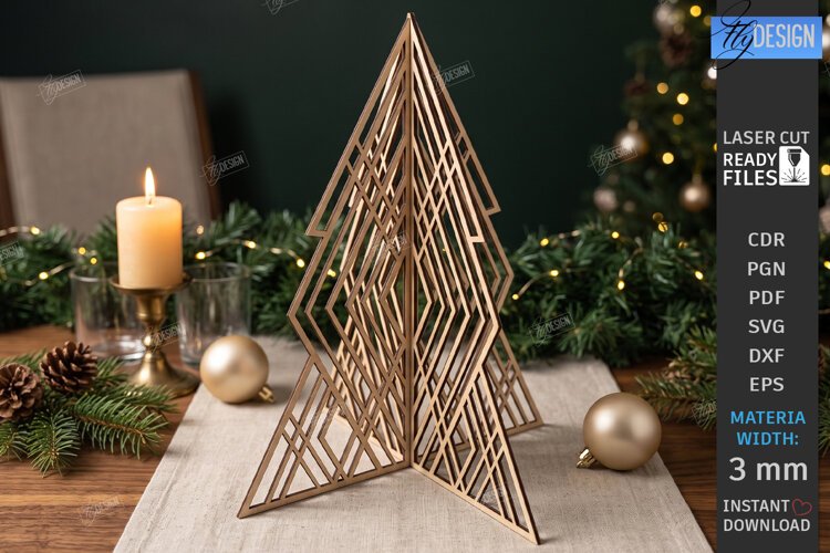 Wooden Christmas Tree Laser Cut | Tabletop Christmas Decor example image 1