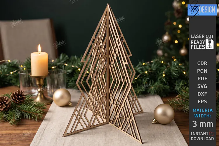 Wooden Christmas Tree Laser Cut | Tabletop Christmas Decor