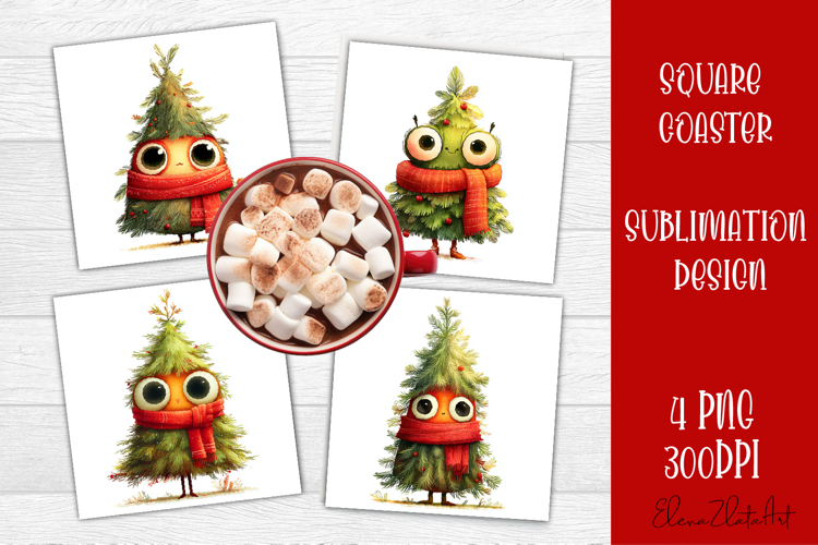 Christmas tree Sublimation Coaster Design