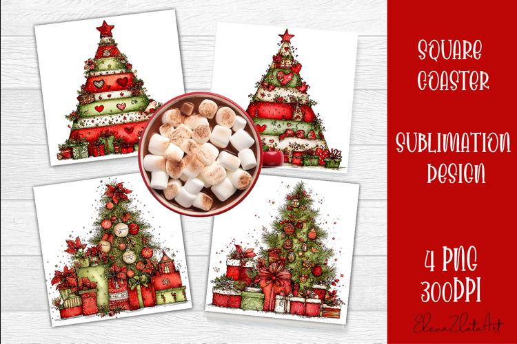 Christmas tree Sublimation Coaster Design