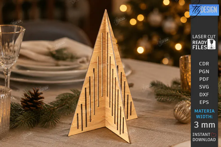 Wooden Christmas Tree Laser Cut | Tabletop Christmas Decor