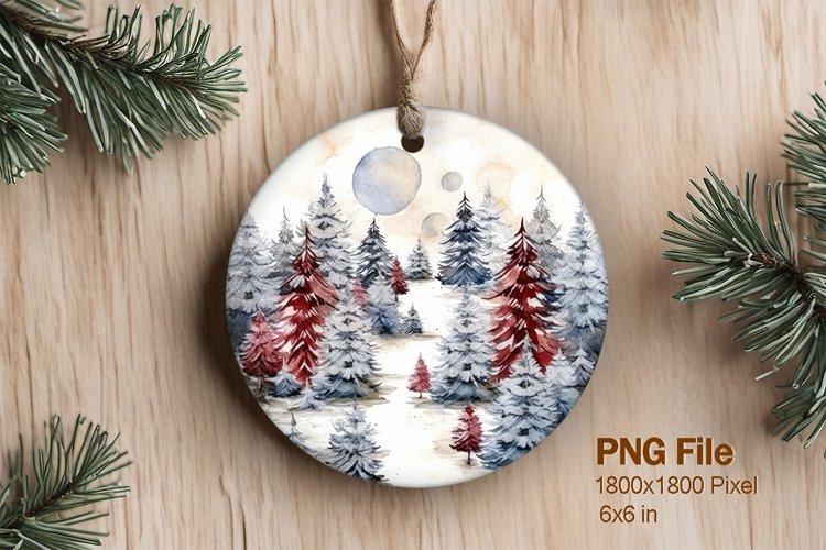 Christmas Tree Ornament Round Circle Decorate Sublimation_2