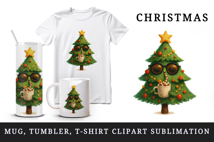 Christmas tree tumbler, mug wrap, clipart sublimation png
