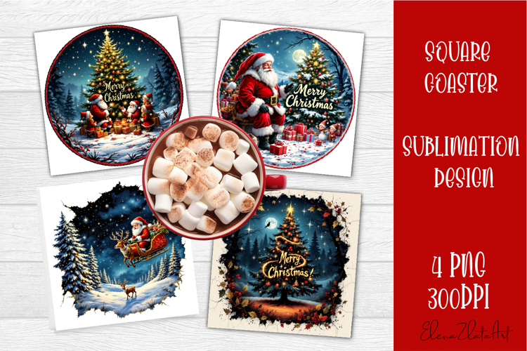 Christmas tree Sublimation Coaster Design
