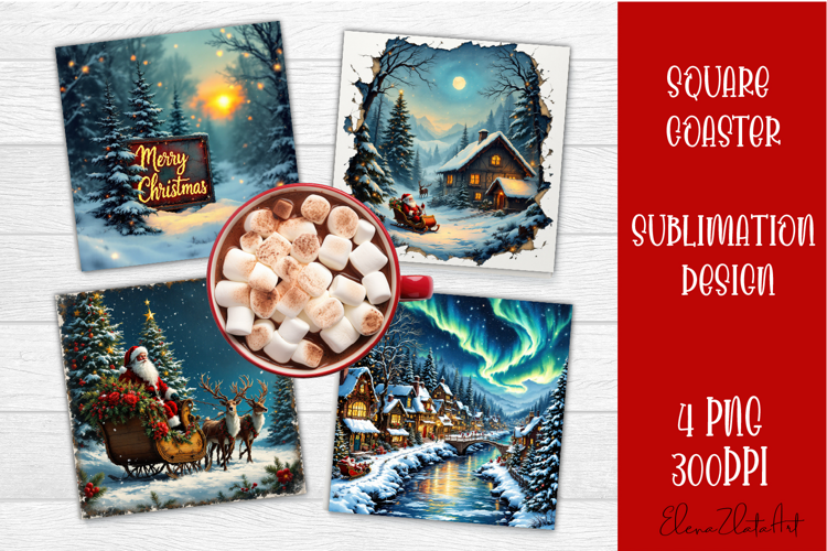 Christmas tree Sublimation Coaster Design