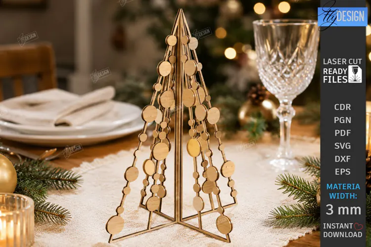 Wooden Christmas Tree Laser Cut | Tabletop Christmas Decor
