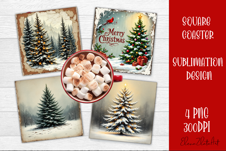 Christmas tree Sublimation Coaster Design