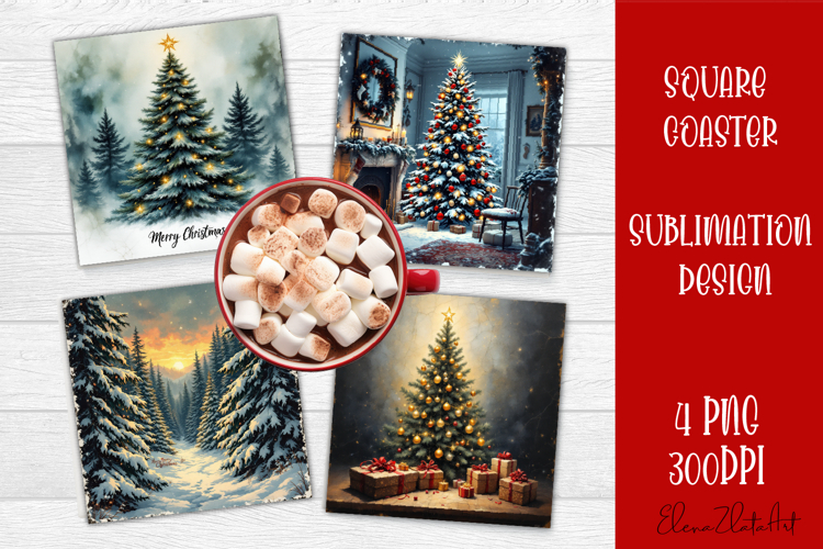 Christmas tree Sublimation Coaster Design