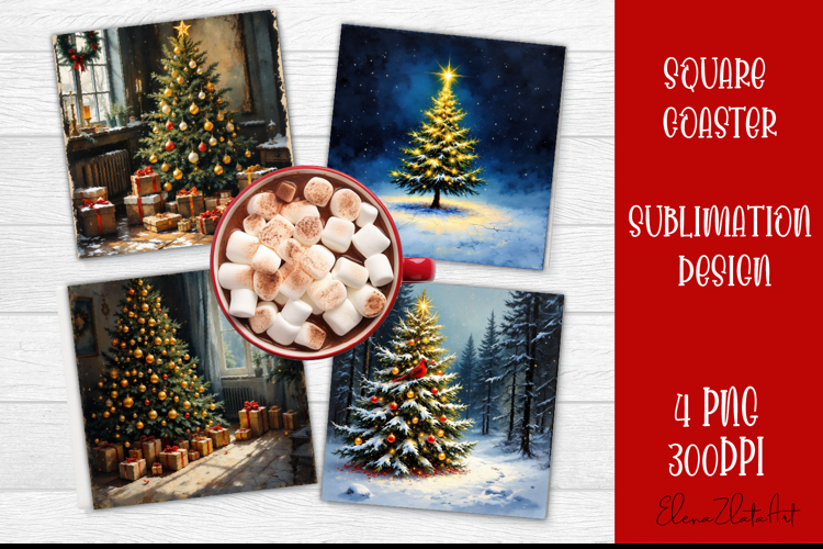 Christmas tree Sublimation Coaster Design