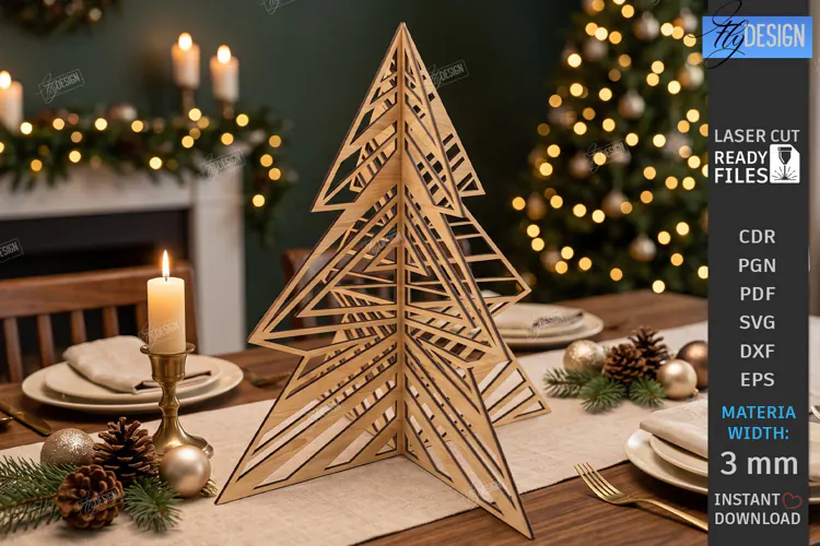 Wooden Christmas Tree Laser Cut | Tabletop Christmas Decor