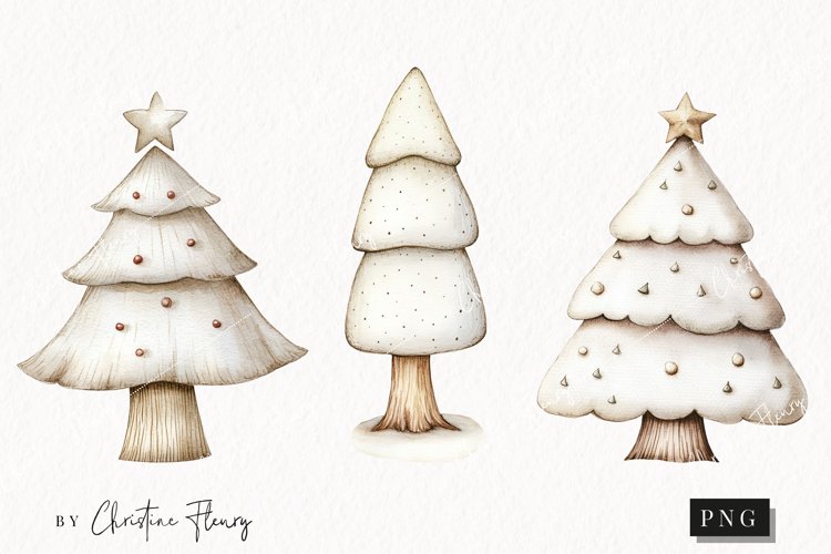 Nordic Christmas Tree | Beige Christmas PNG example image 1
