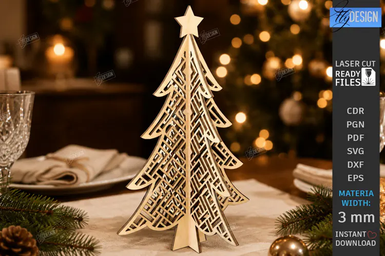 Wooden Christmas Tree Laser Cut | Tabletop Christmas Decor