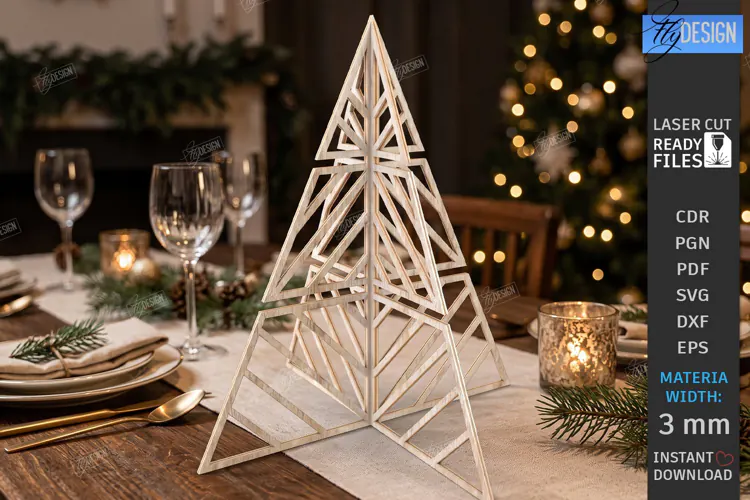 Wooden Christmas Tree Laser Cut | Tabletop Christmas Decor