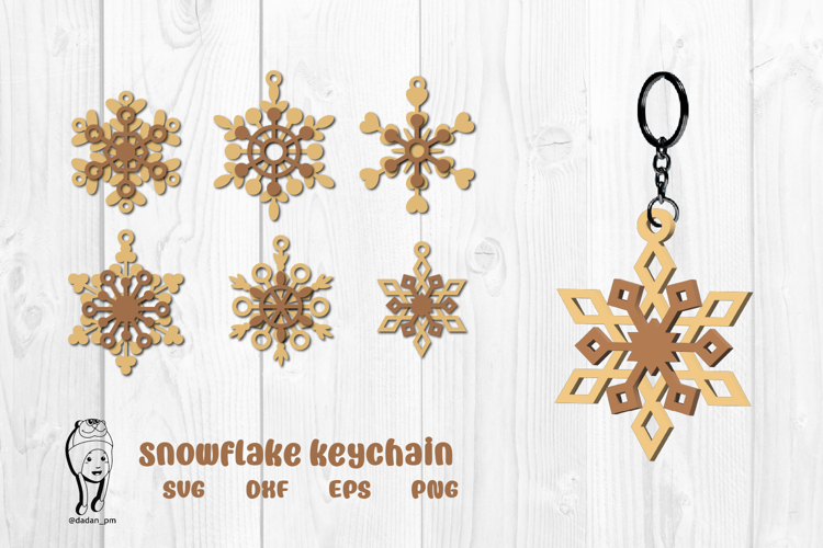 Snowflakes keychain laser cut svg