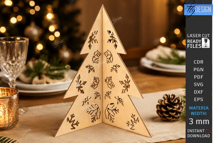 Wooden Christmas Tree Laser Cut | Tabletop Christmas Decor