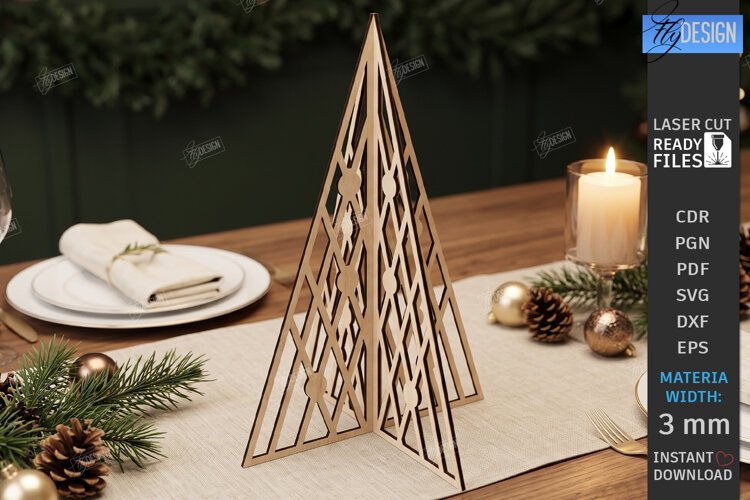 Wooden Christmas Tree Laser Cut | Tabletop Christmas Decor example image 1