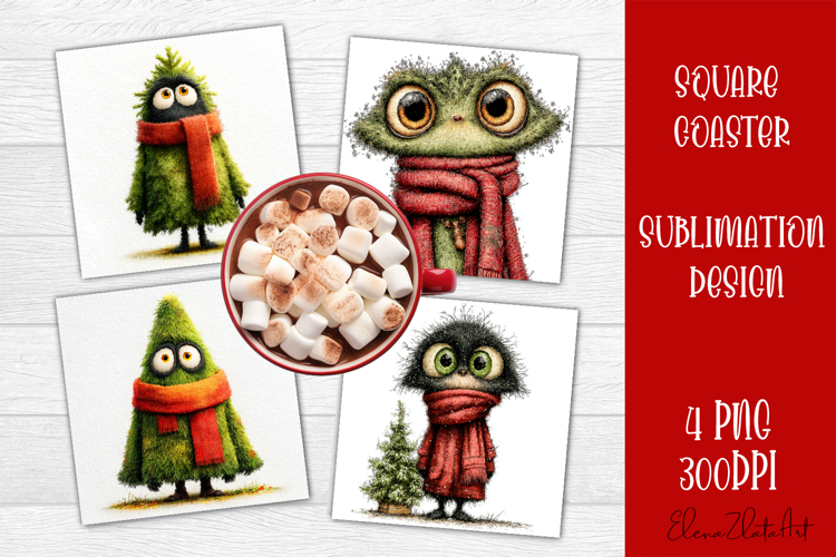 Christmas tree Sublimation Coaster Design