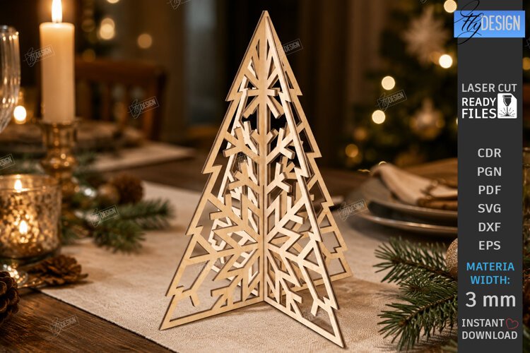 Wooden Christmas Tree Laser Cut | Tabletop Christmas Decor example image 1