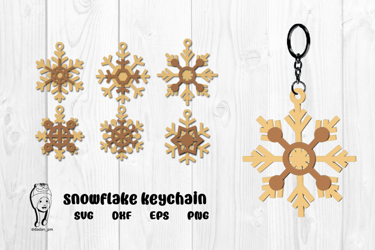 Snowflakes keychain laser cut svg