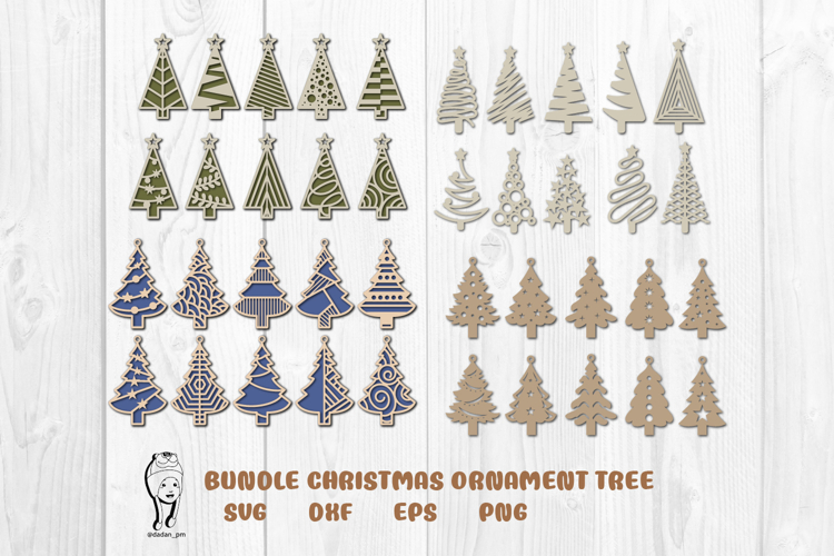 BUNDLE Christmas ornament tree laser cut svg