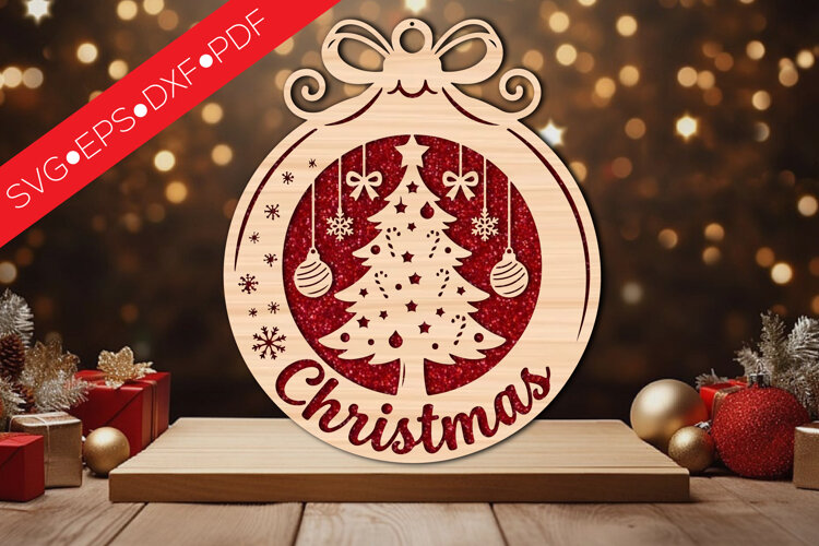 Christmas Tree Bauble SVG example image 1