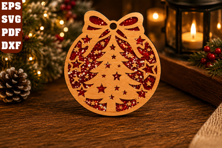 Christmas Tree Bow Laser Cut SVG