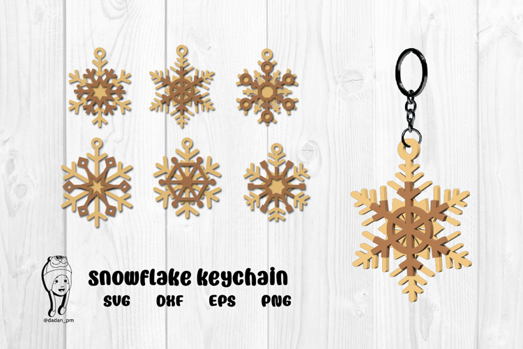 Snowflakes keychain laser cut svg