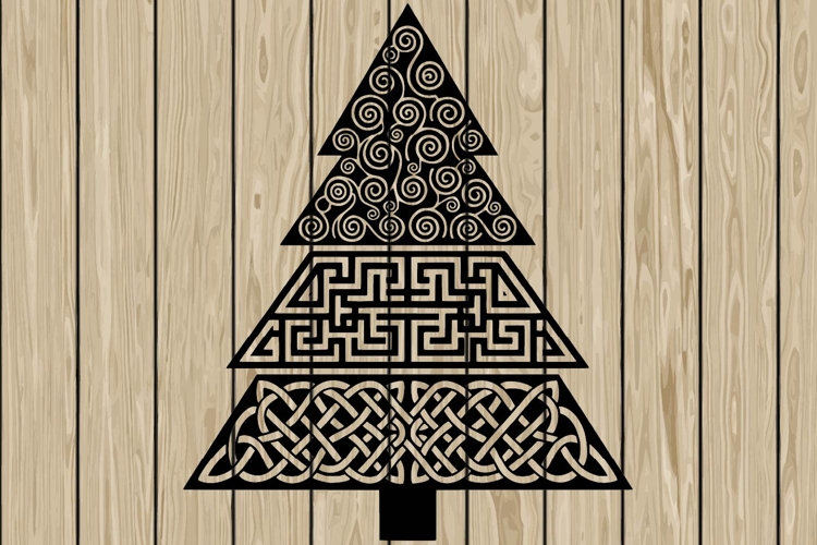 Christmas tree celtic stencil silhouette SVG
