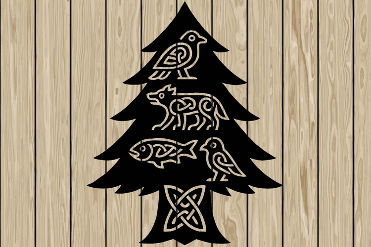 Christmas tree celtic stencil silhouette SVG