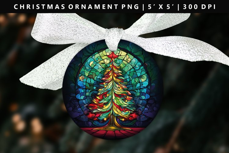 Christmas Tree Round Christmas Ornament Sublimation PNG