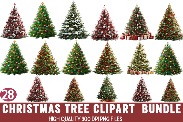 Christmas Tree Clipart Bundle Png