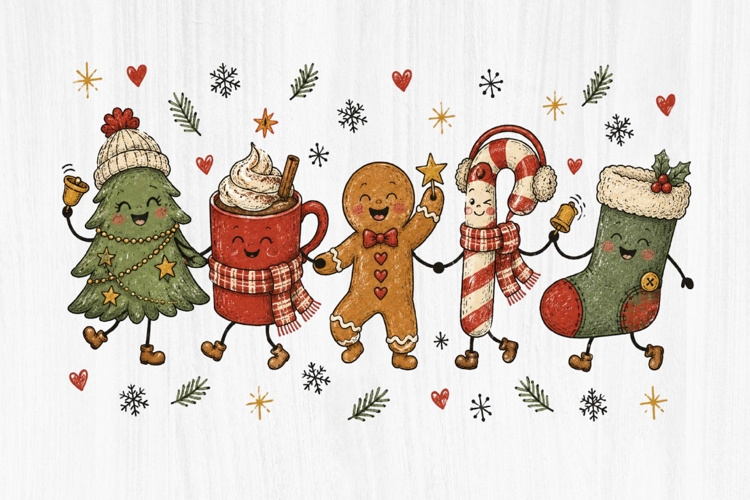 Christmas Tree Cocoa Gingerbread Friends PNG