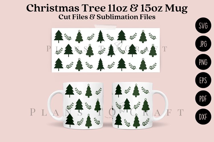 Christmas Tree 11 15oz Coffee Mug SVG Cut   Sublimation