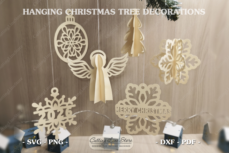 Set of 6 Hanging Christmas tree decorations